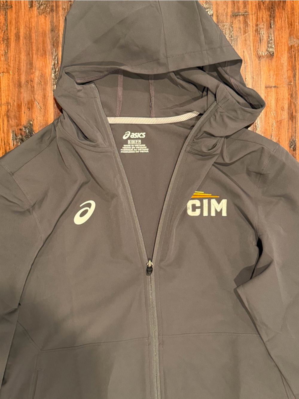 CIM ASICS Men's Hooded Swim Rash Guard Jacket - Gray